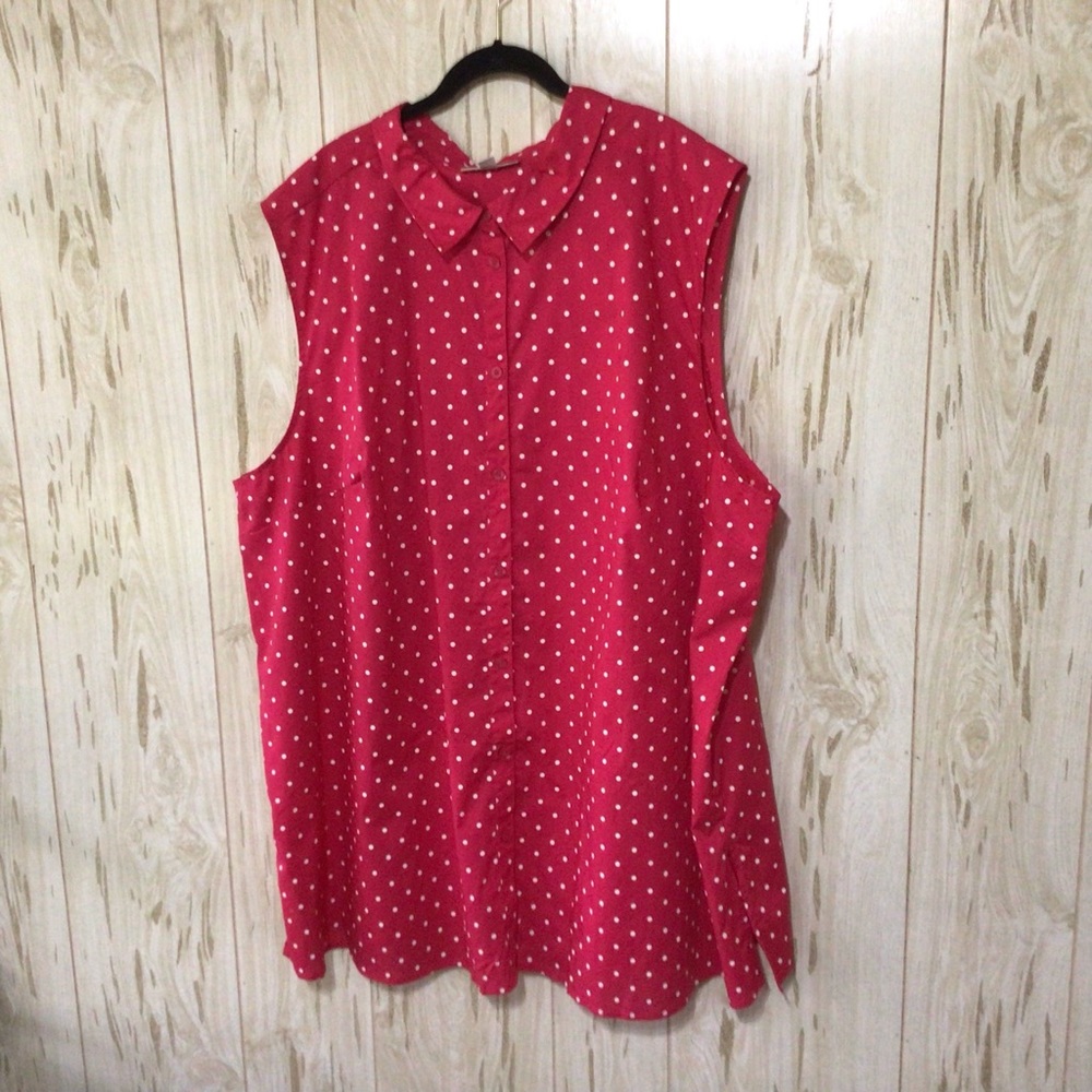 Woman Within Red Sleeveless Polka Dot Tunic 5X - Picture 1 of 10